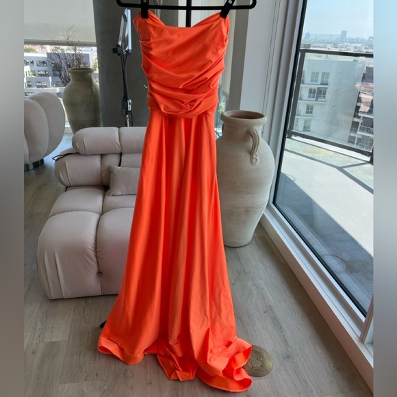 Orange Strapless Maxi Gown - Picture 5 of 8